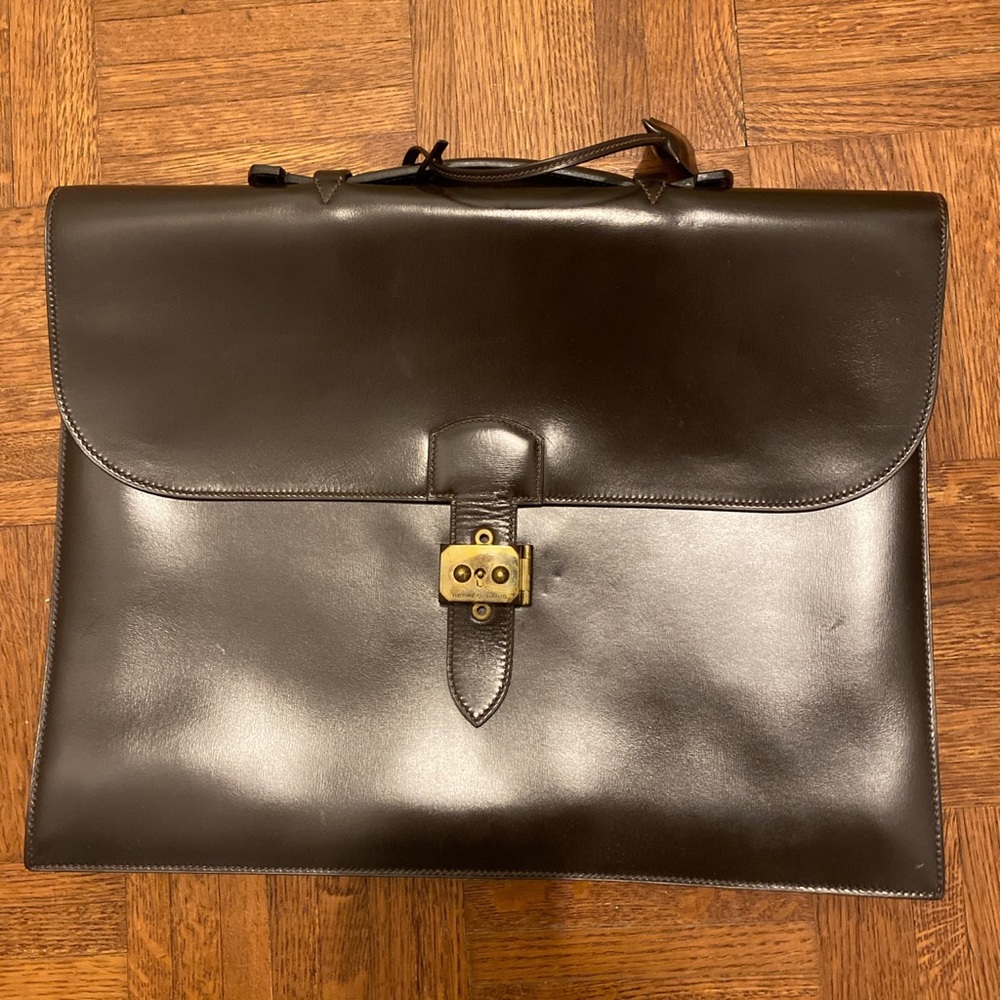Authentic Hermès vintage chocolate brown Briefcase bag